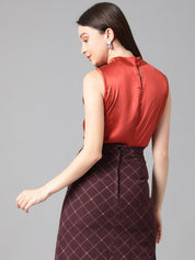 KOTTY Casual Solid Women Brown Top 