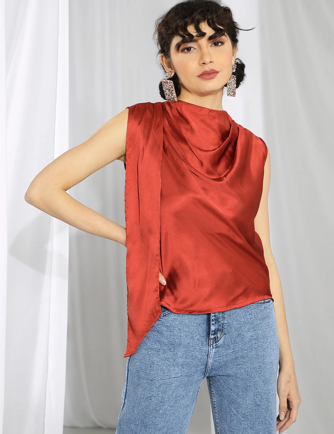 KOTTY Casual Solid Women Brown Top 
