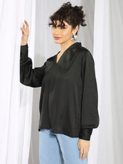 KOTTY Casual Solid Women Black Top 