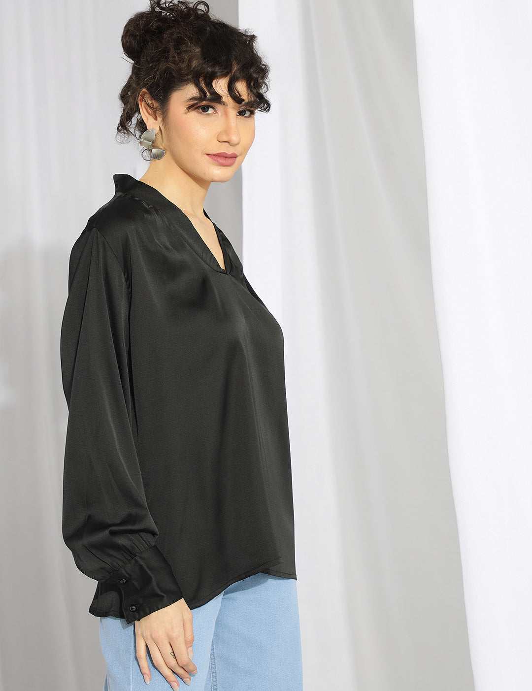 KOTTY Casual Solid Women Black Top 