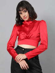 KOTTY Casual Solid Women Red Top 
