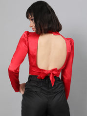 KOTTY Casual Solid Women Red Top 