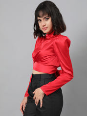 KOTTY Casual Solid Women Red Top 