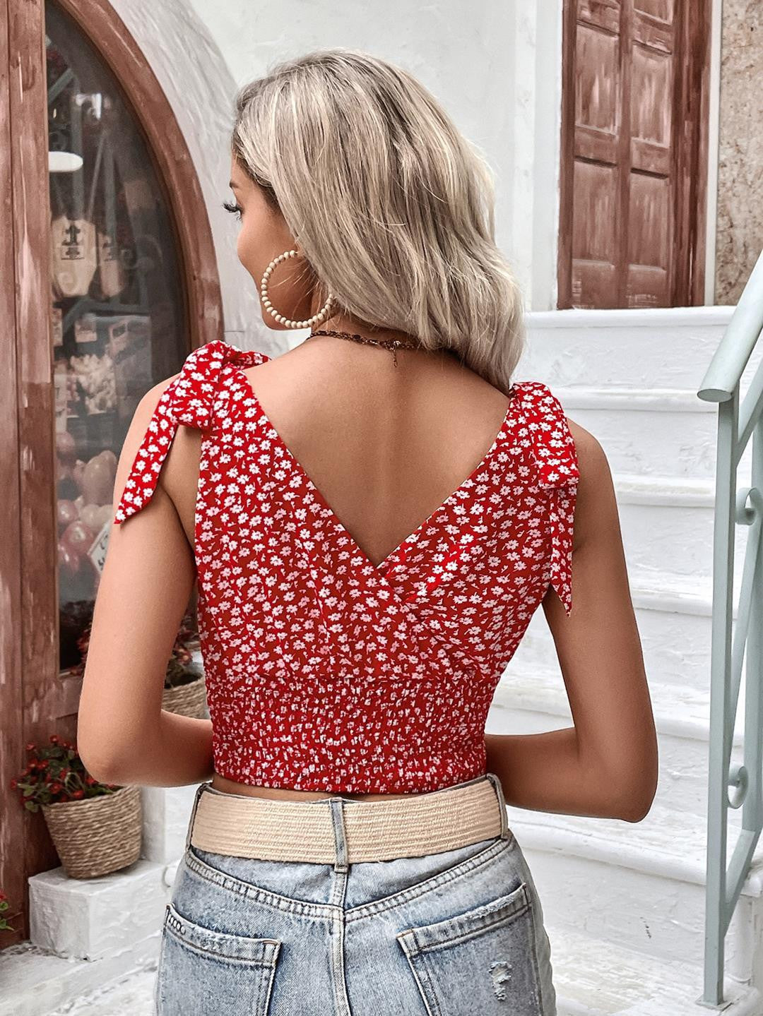 KOTTY Casual Printed Women Red, White Top 