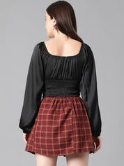 KOTTY Casual Solid Women Black Top 