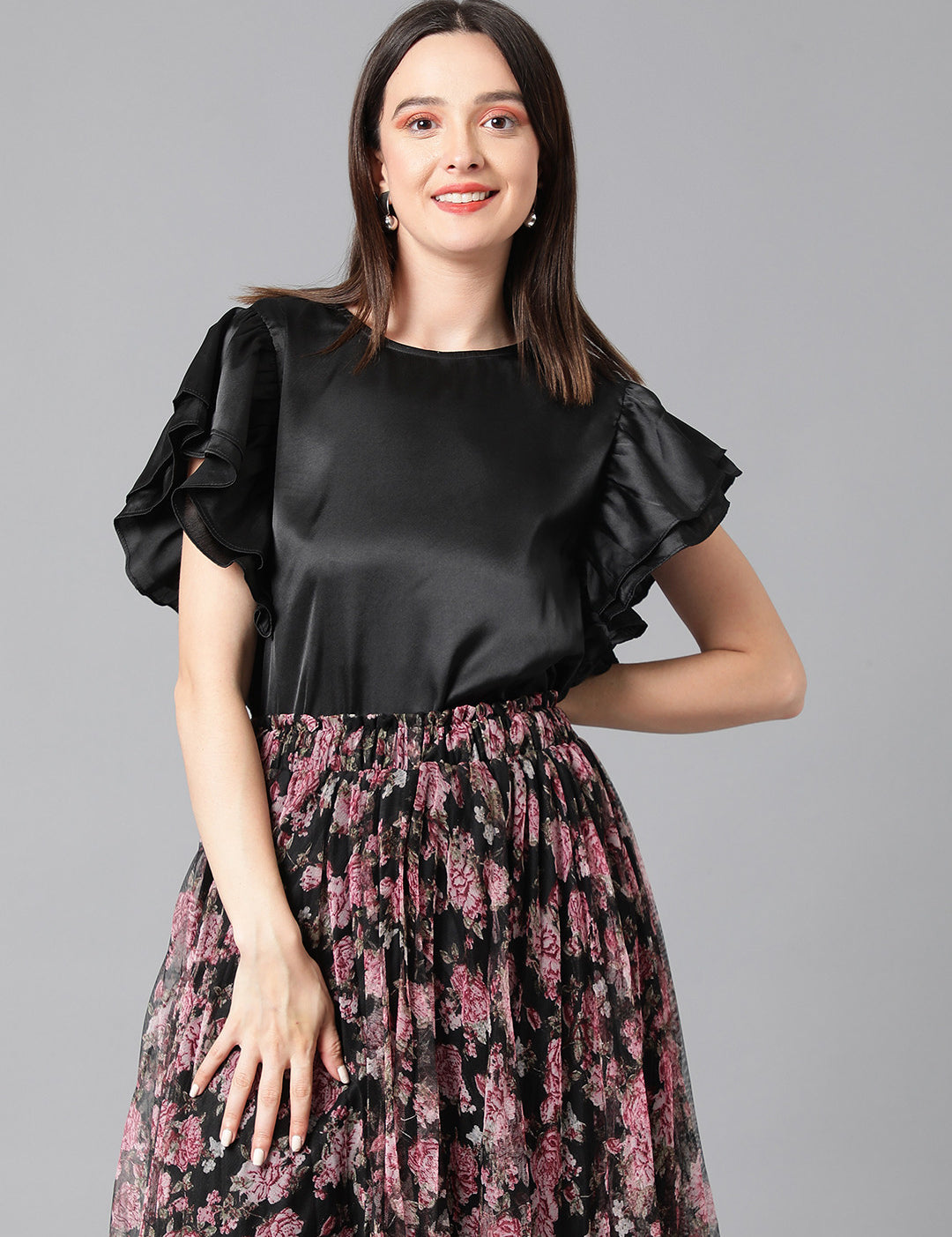 KOTTY Casual Solid Women Black Top 