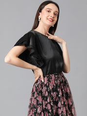 KOTTY Casual Solid Women Black Top 