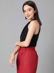 KOTTY Casual Self Design Women Black Top 