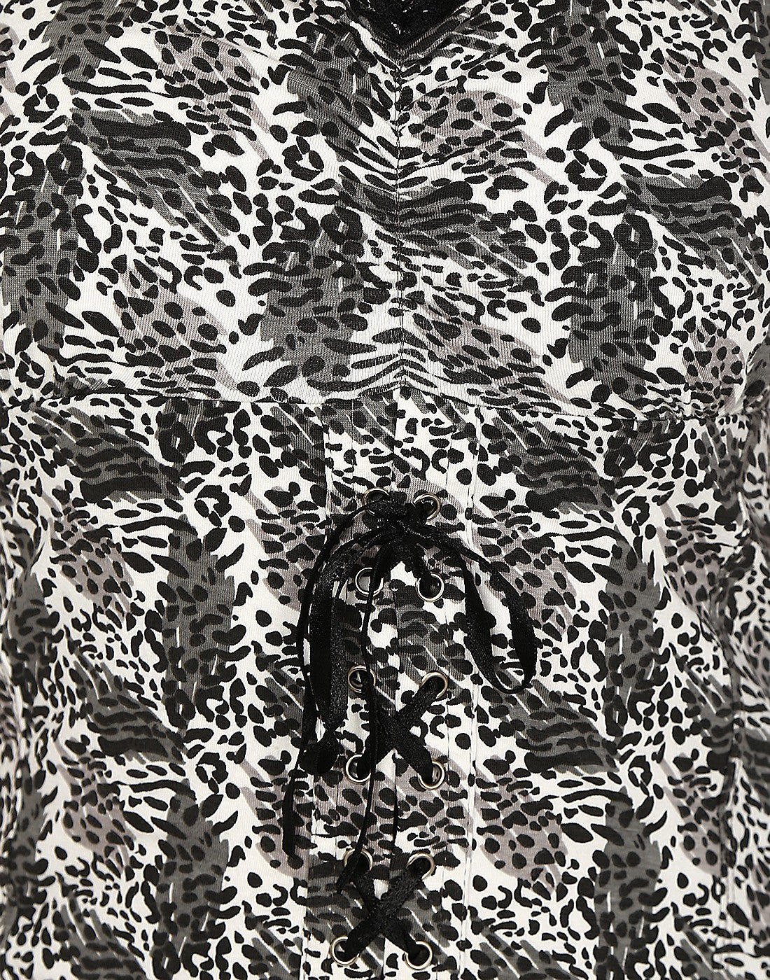 KOTTY Casual Short Sleeve Animal Print Women White, Grey Top 