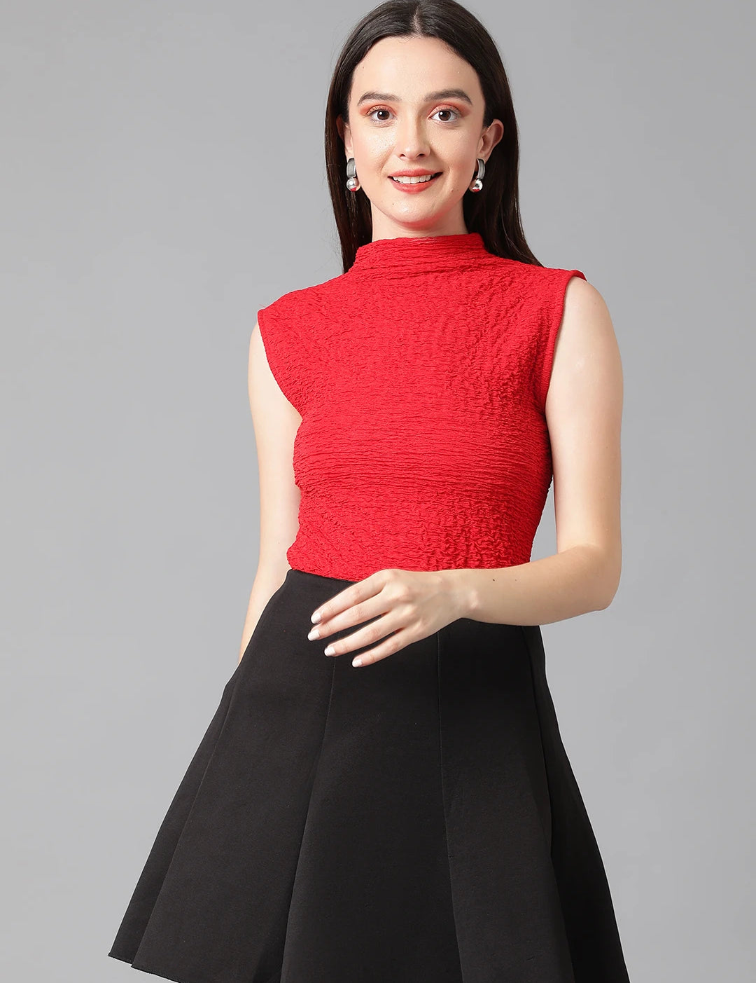 KOTTY Casual Solid Women Red Top 