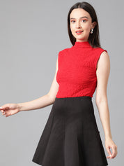 KOTTY Casual Solid Women Red Top 
