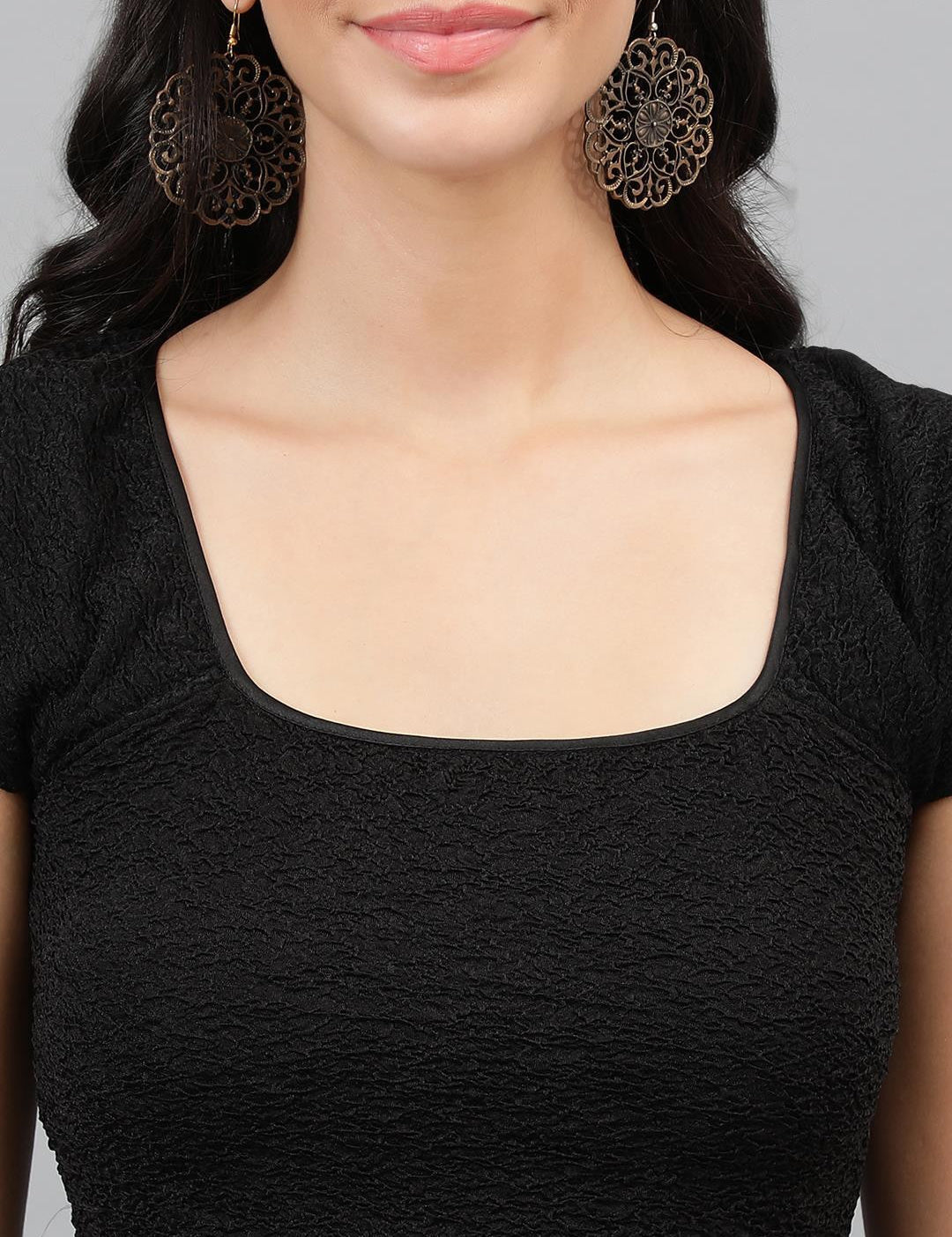 KOTTY Casual Solid Women Black Top 