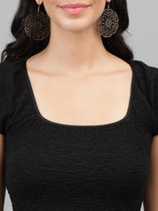 KOTTY Casual Solid Women Black Top 