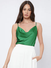 KOTTY Party Solid Women Green Top 