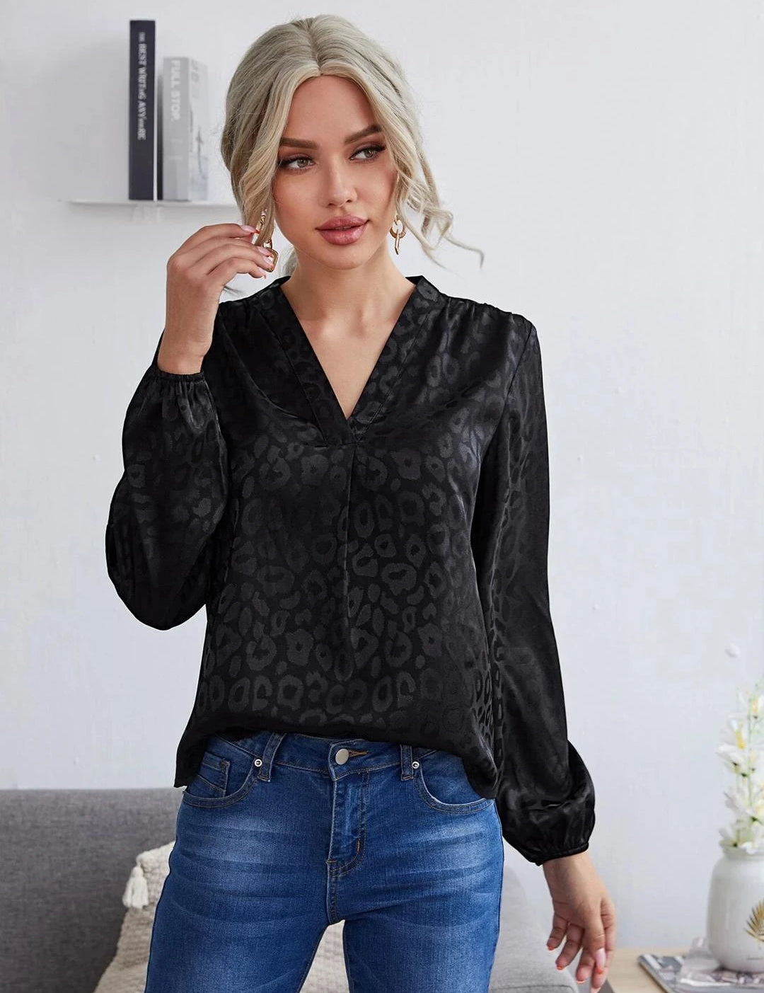 KOTTY Casual Printed Women Black, Grey Top 