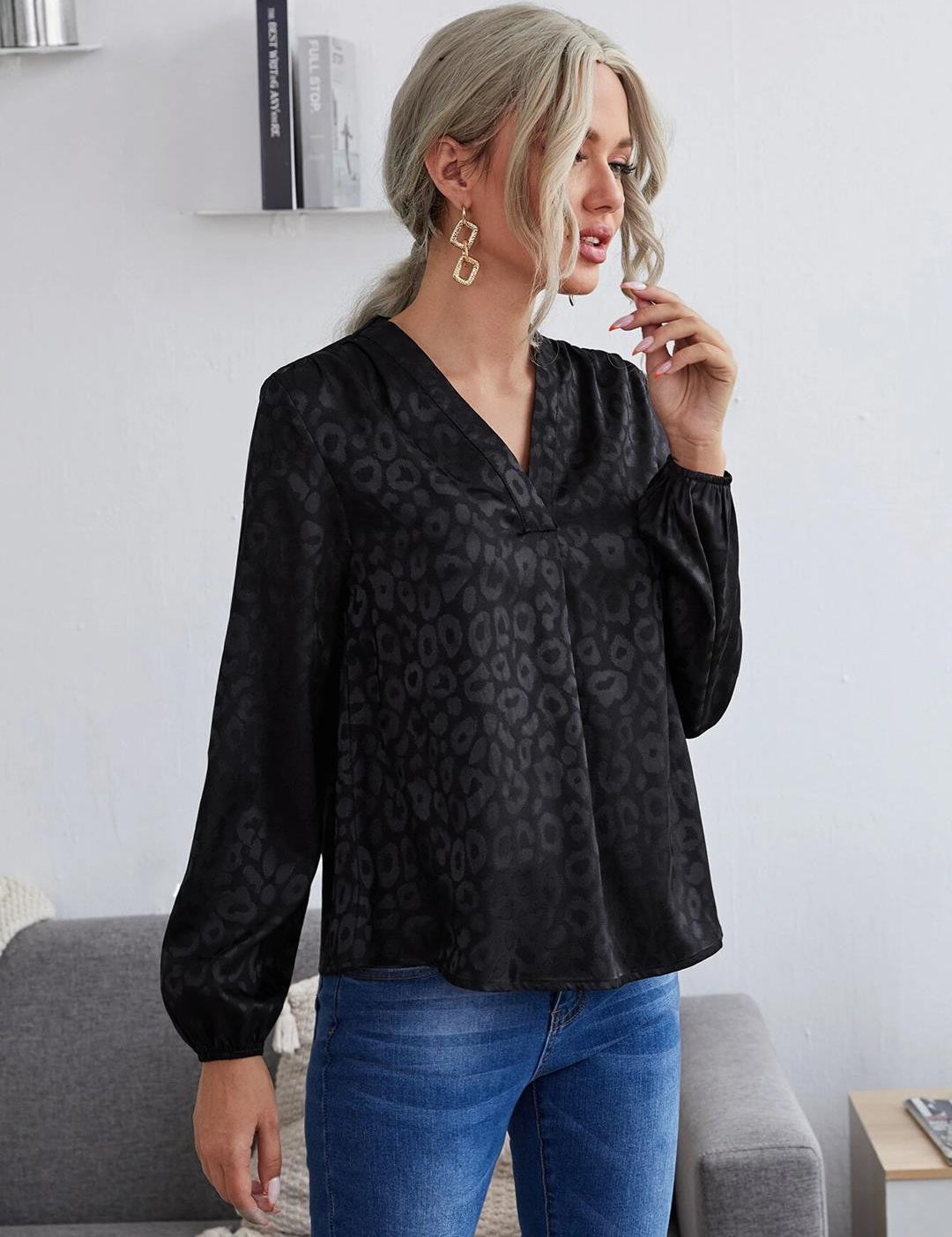 KOTTY Casual Printed Women Black, Grey Top 