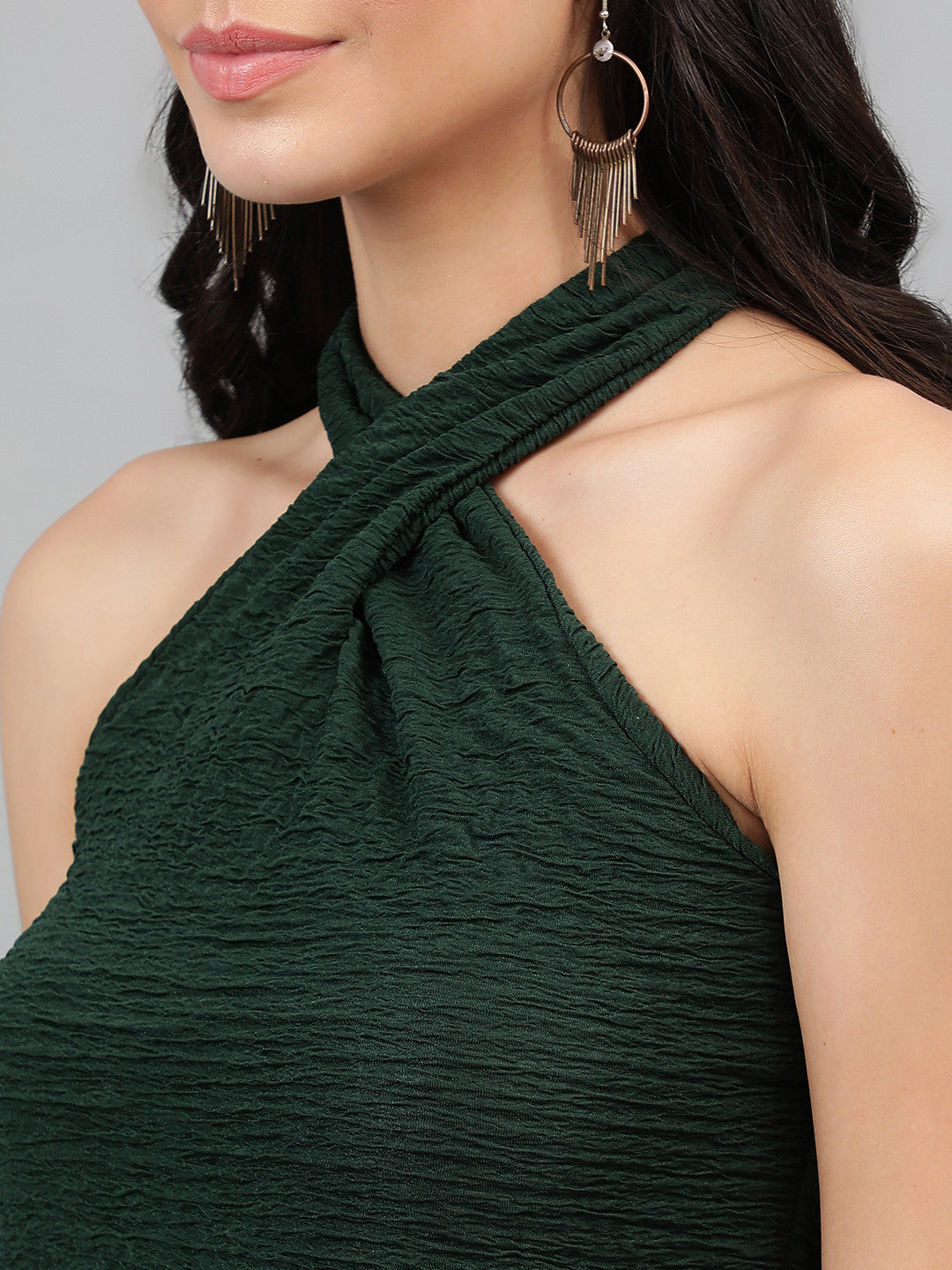 KOTTY Casual Self Design Women Green Top 