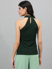 KOTTY Casual Self Design Women Green Top 