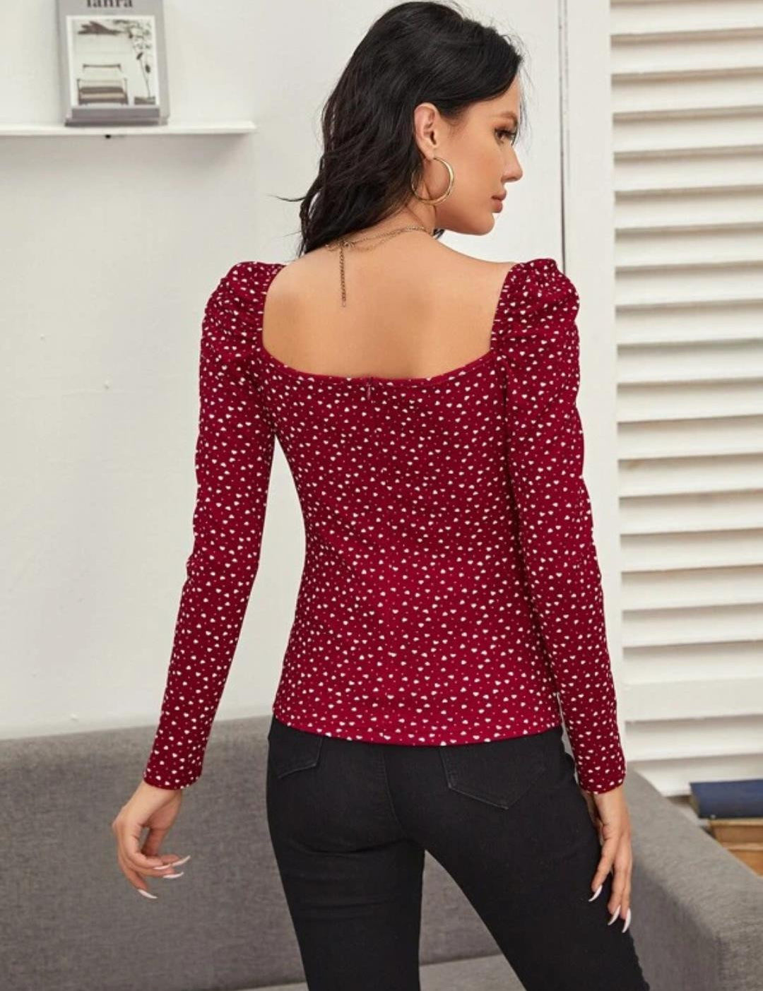 KOTTY Casual Printed Women Maroon Top 