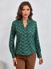 KOTTY Casual Printed Women Dark Green, Yellow Top 