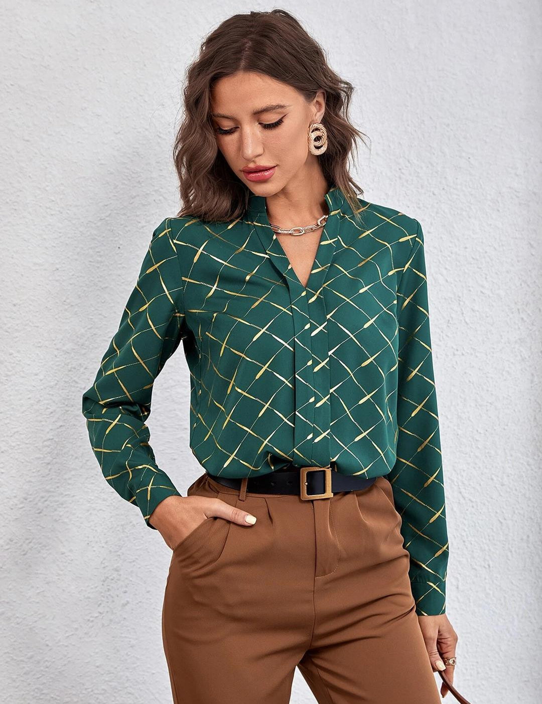 KOTTY Casual Printed Women Dark Green, Yellow Top 