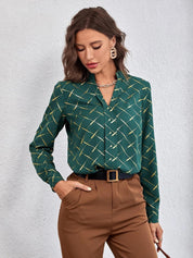 KOTTY Casual Printed Women Dark Green, Yellow Top 