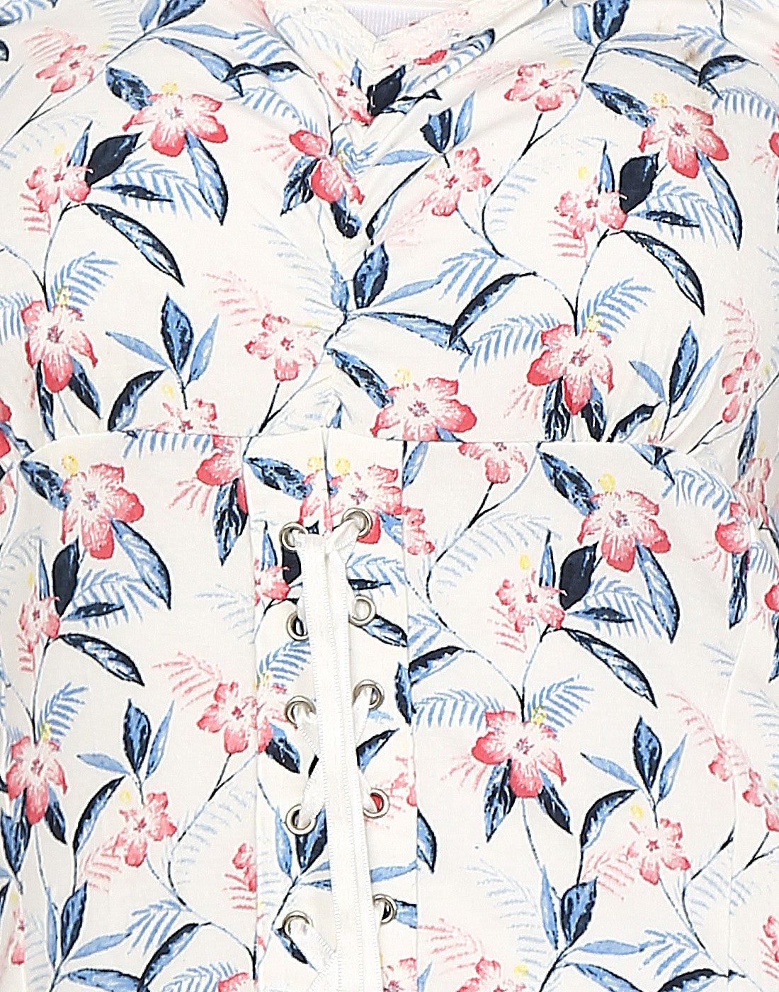KOTTY Casual Short Sleeve Floral Print Women White, Blue Top 