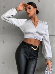 KOTTY Casual Solid Women Grey Top 