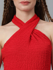 KOTTY Casual Self Design Women Red Top 