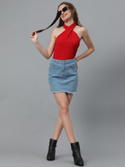 KOTTY Casual Self Design Women Red Top 
