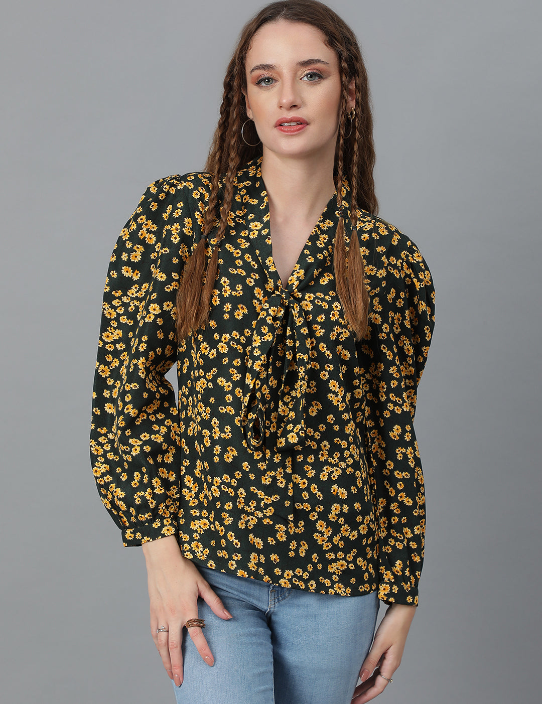 KOTTY Womens Satin Full Sleeves Solid Top