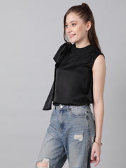 KOTTY Casual Solid Women Black Top 