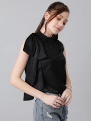KOTTY Casual Solid Women Black Top 