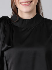 KOTTY Casual Solid Women Black Top 