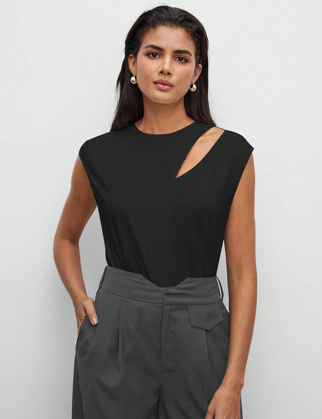 KOTTY Casual Solid Women Black Top 
