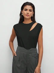 KOTTY Casual Solid Women Black Top 
