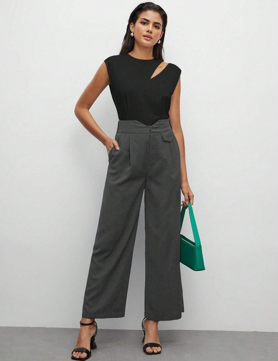 KOTTY Casual Solid Women Black Top 