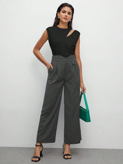 KOTTY Casual Solid Women Black Top 