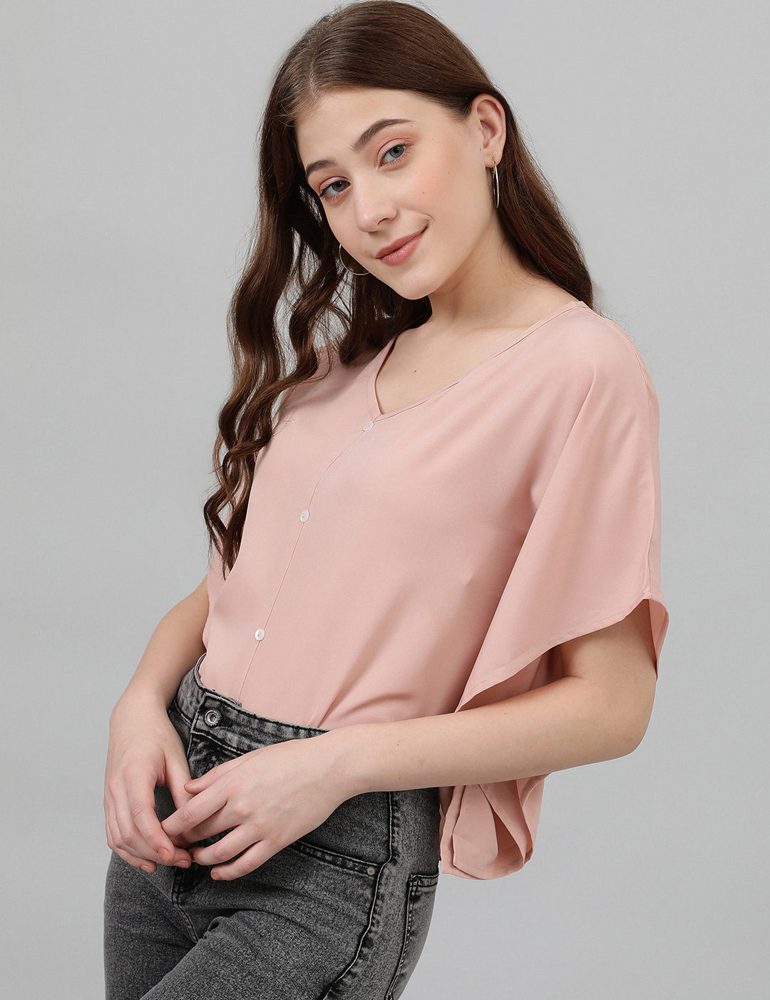 KOTTY Casual Solid Women Orange Top 
