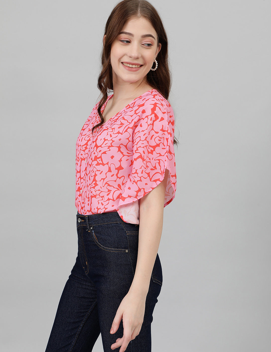 KOTTY Casual Printed Women Pink Top 
