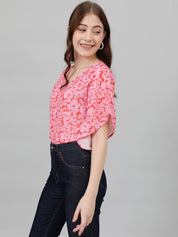 KOTTY Casual Printed Women Pink Top 