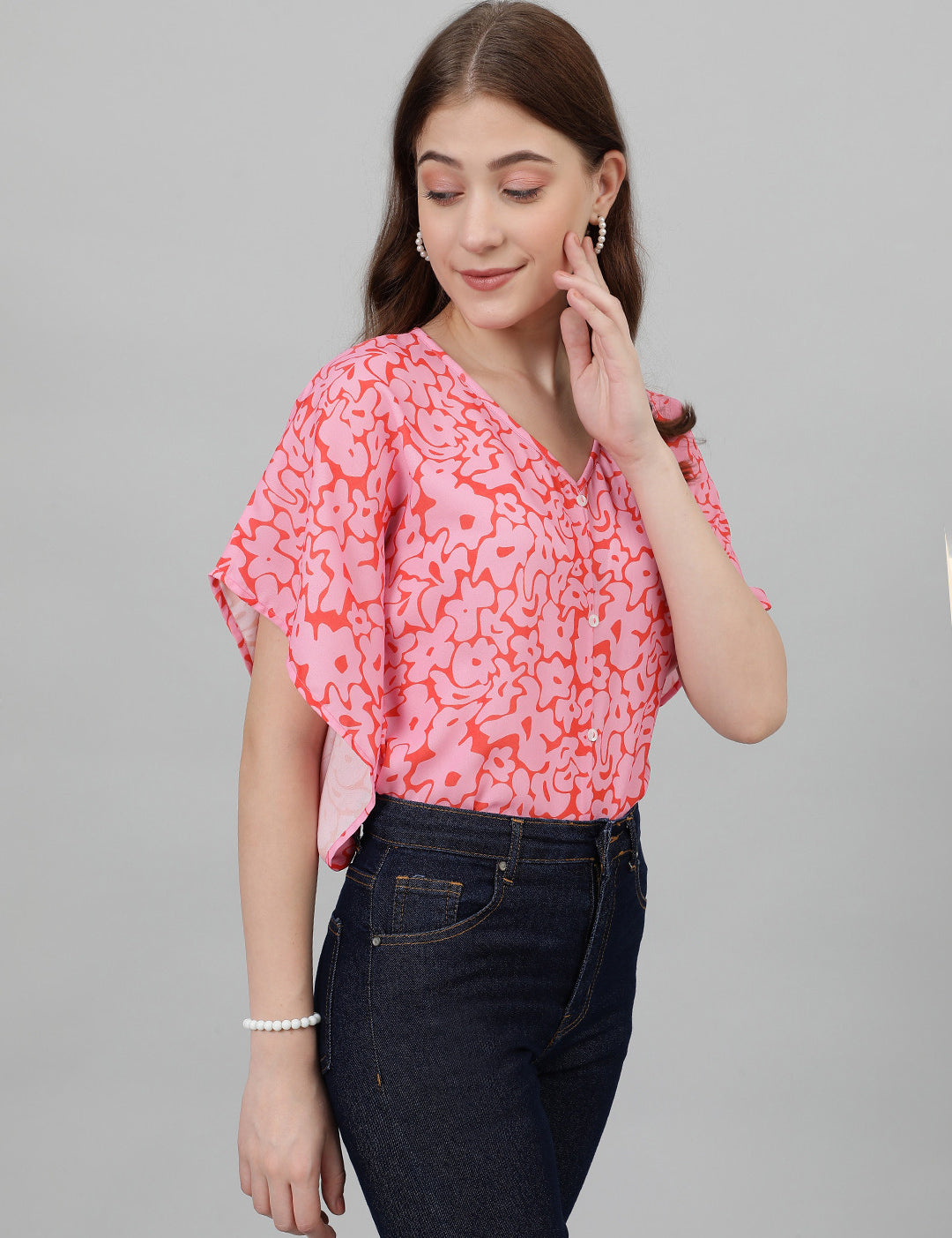 KOTTY Casual Printed Women Pink Top 