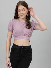 KOTTY Casual Solid Women Purple Top 