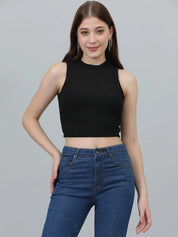 KOTTY Casual Solid Women Black Top 