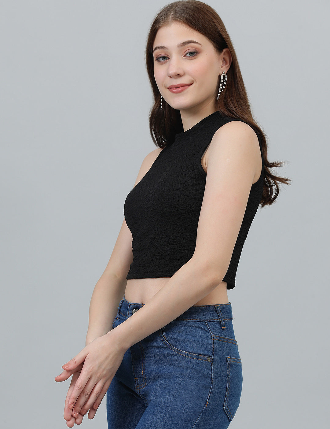 KOTTY Casual Solid Women Black Top 