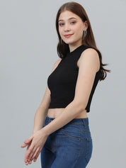 KOTTY Casual Solid Women Black Top 