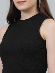 KOTTY Casual Solid Women Black Top 