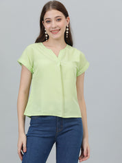 KOTTY Casual Solid Women Light Green Top 