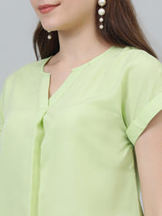 KOTTY Casual Solid Women Light Green Top 