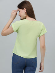 KOTTY Casual Solid Women Light Green Top 